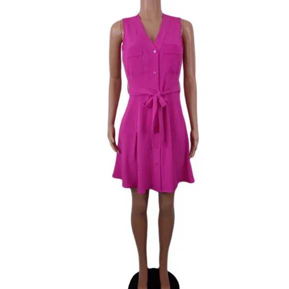 hot pink dress with puff sleeves Polly Puff Sleeve Dress main image 0